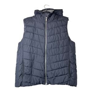 GAP Womens Puffer Vest Primaloft Navy Blue Size XL Hooded Down Alternative